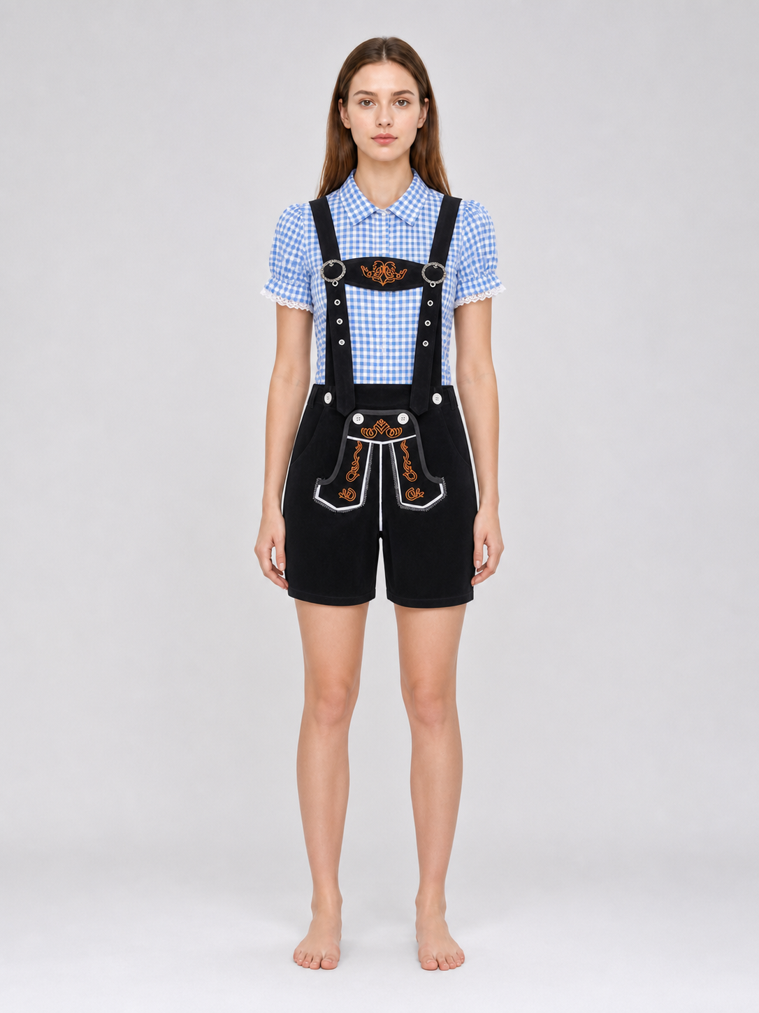 Suspenders Set: Plaid Shirt and Shorts