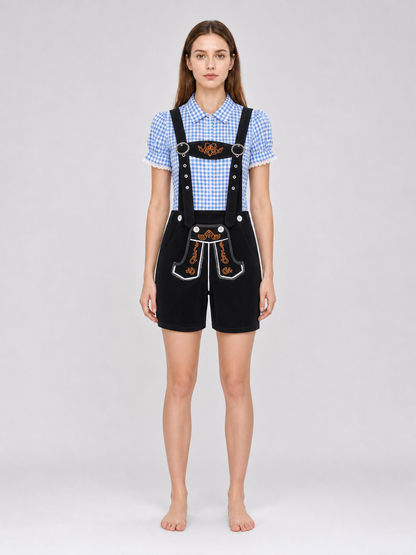 Suspenders Set: Plaid Shirt and Shorts