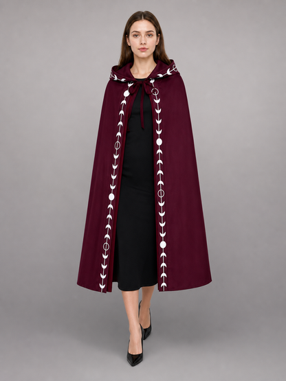 Burgundy Hooded Carnival Cloak