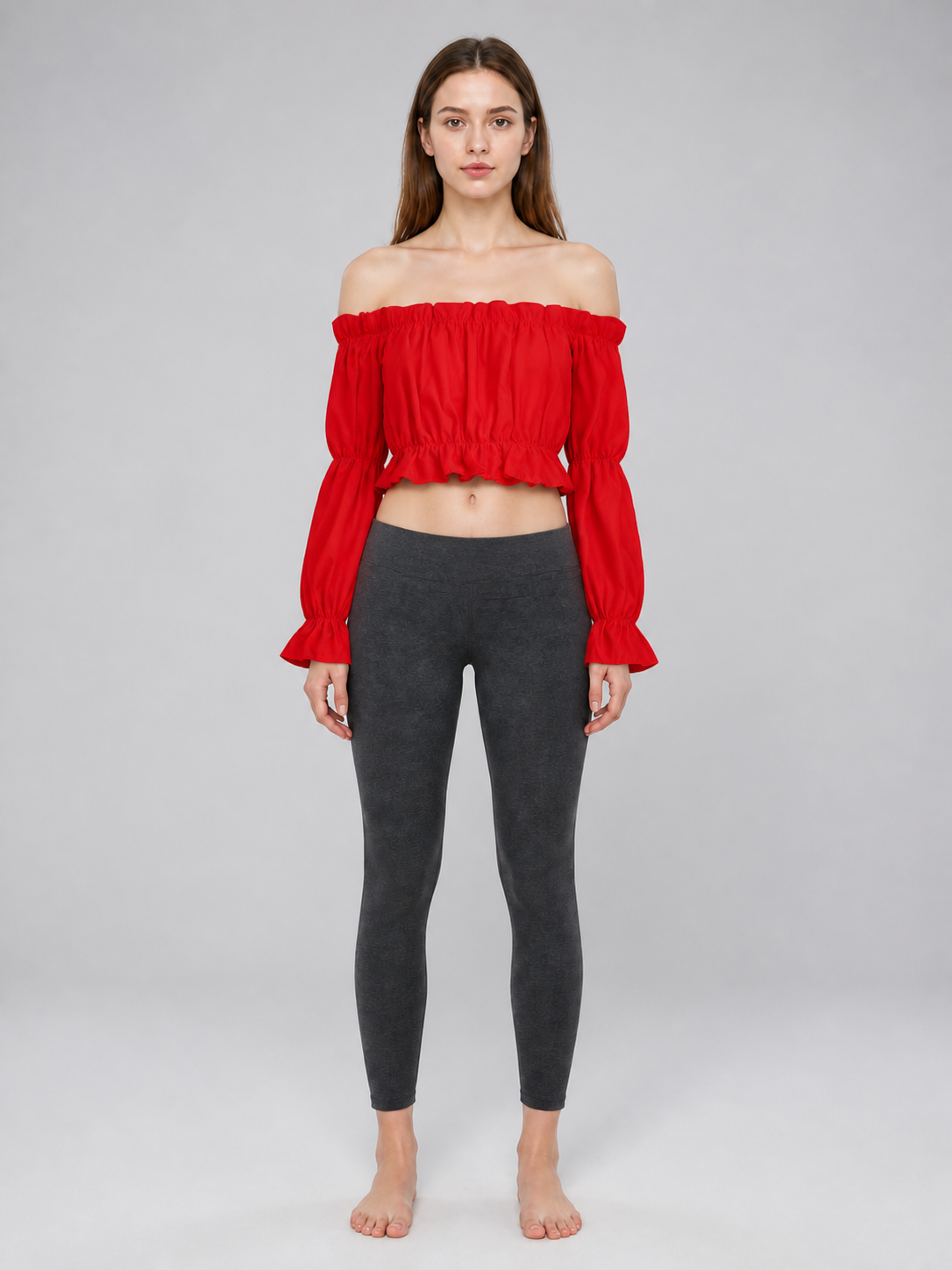 Red off-the-shoulder cropped top
