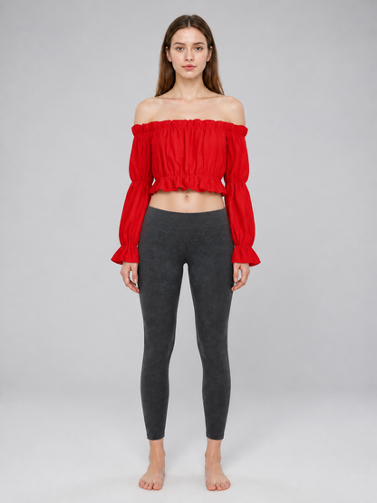 Red off-the-shoulder cropped top