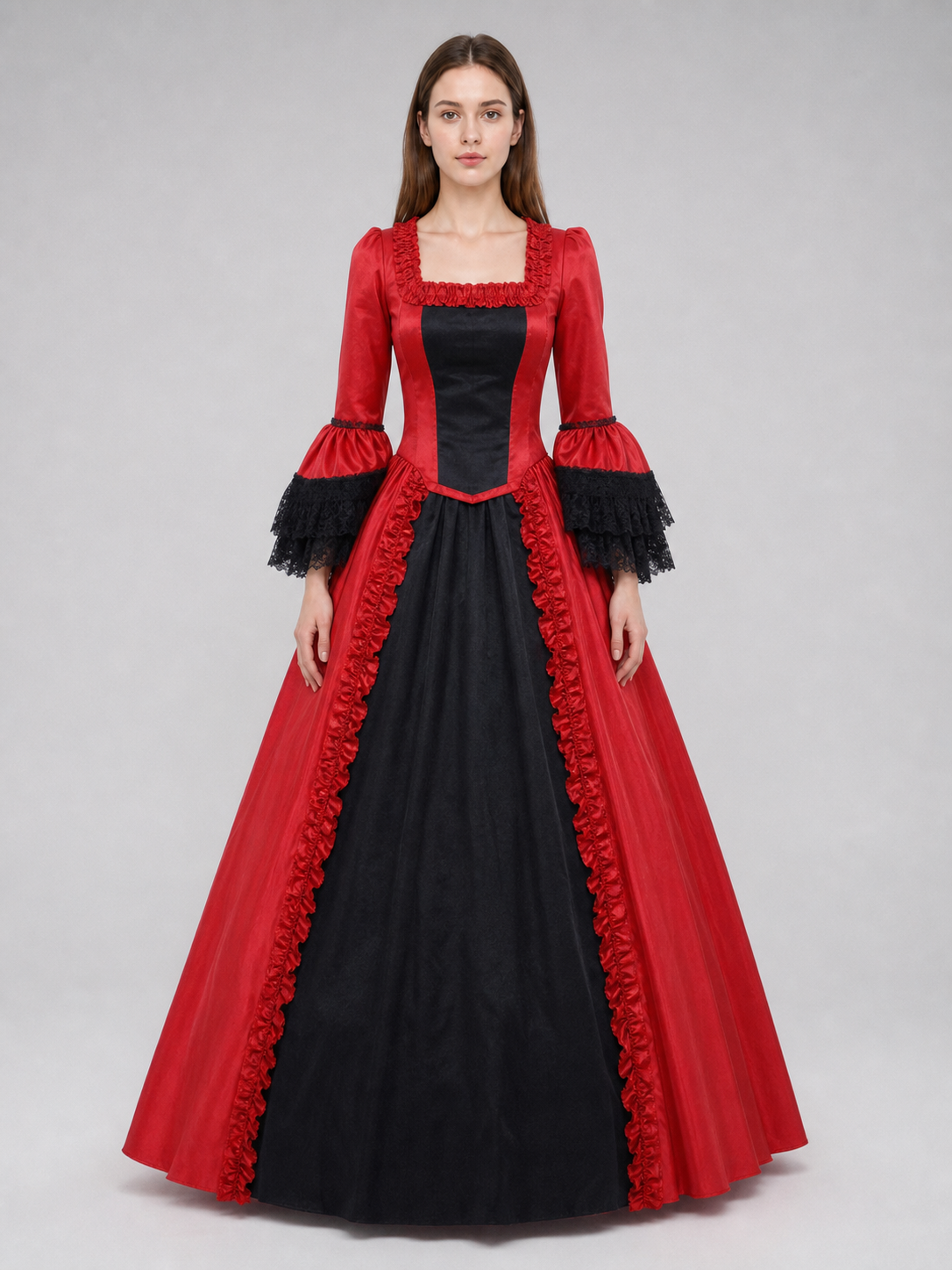 Gothic Lace Dress with Flared Sleeves