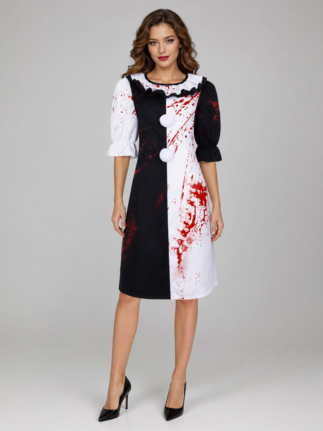 Clown Costume Dress for Halloween with Blood Print
