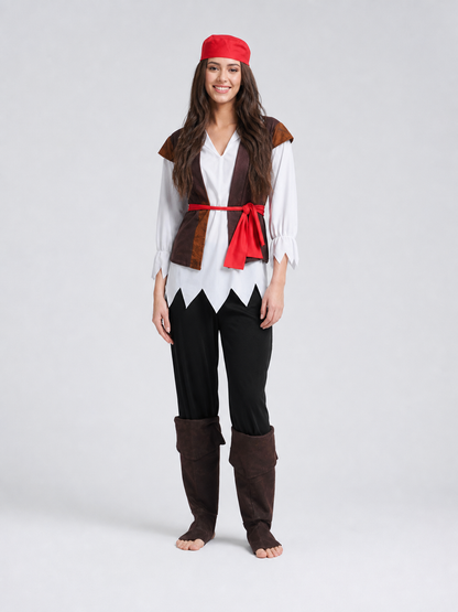 Pirate Costume with Vest and Accessories for Cosplay