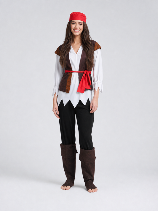 Pirate Costume with Vest and Accessories for Cosplay