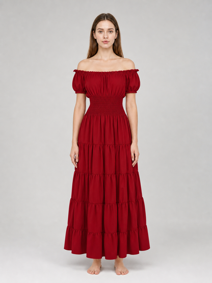 Medieval-Style Dress with a Tiered Skirt