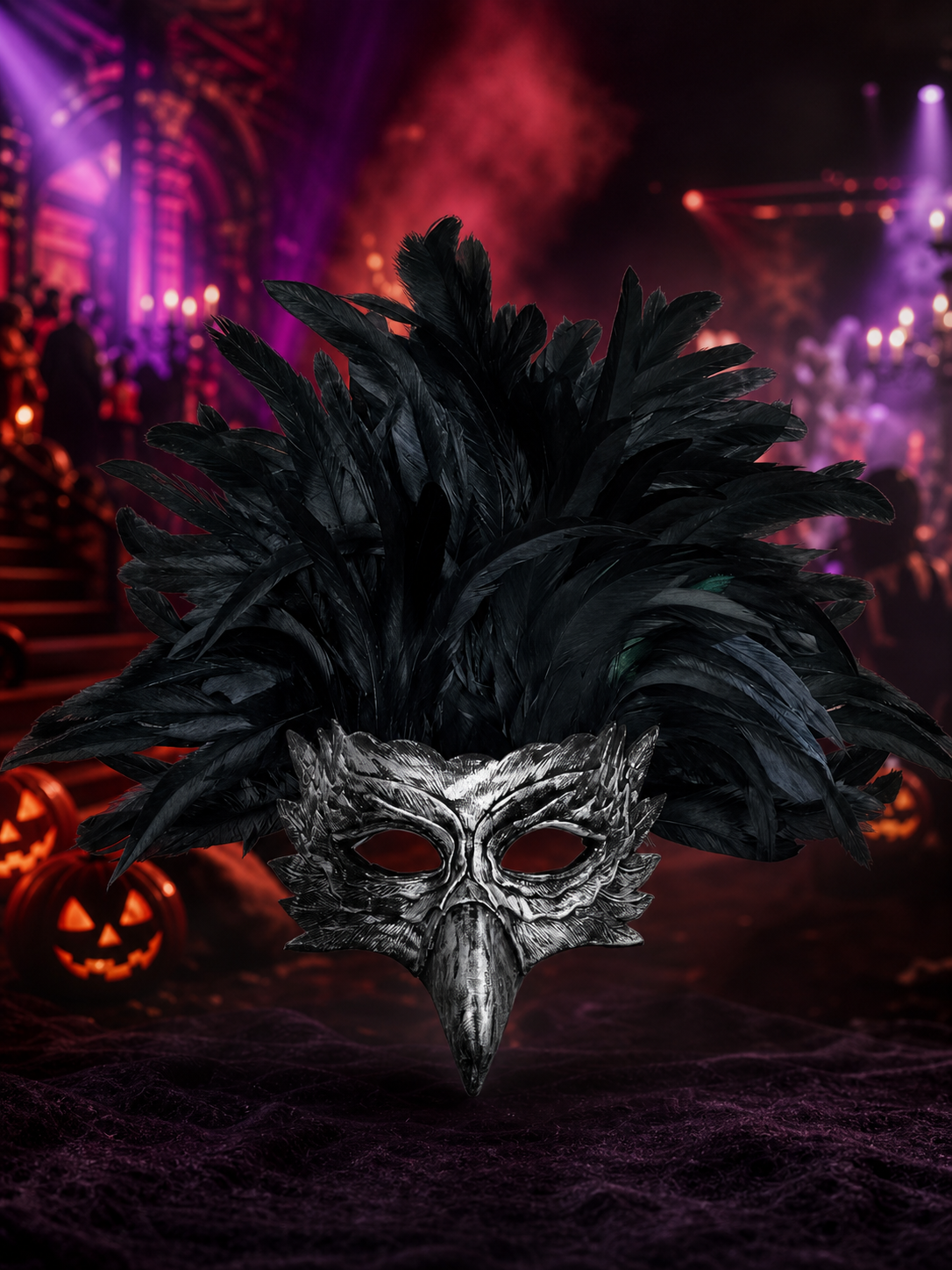 Carnival Eagle Mask with Black Feathers