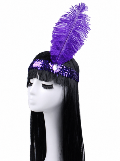 Feather and Sequin Headband for Carnival