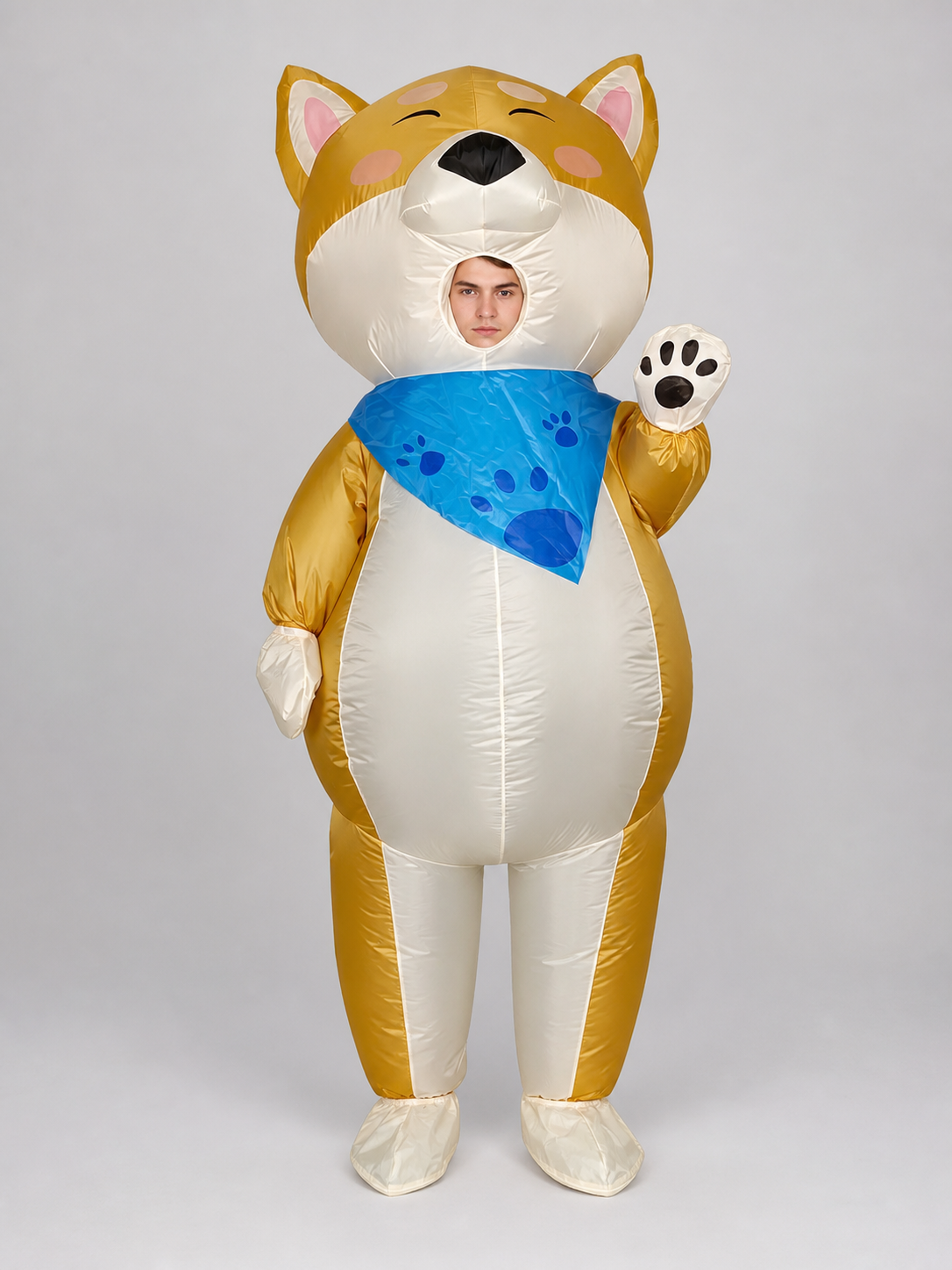 Inflatable Shiba Inu Costume with Blue Bandana