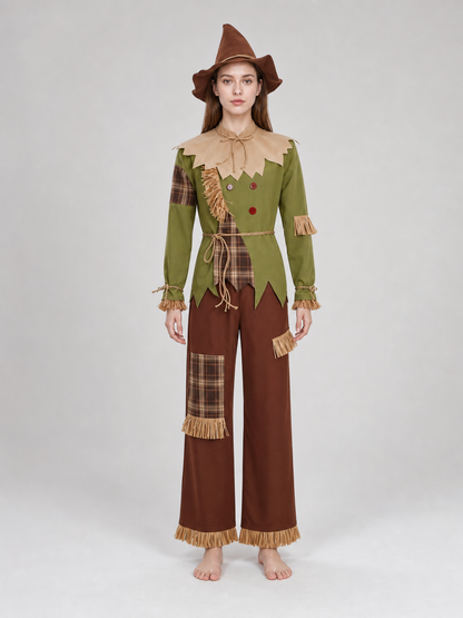 Scarecrow Costume with Hat and Scarf for Cosplay