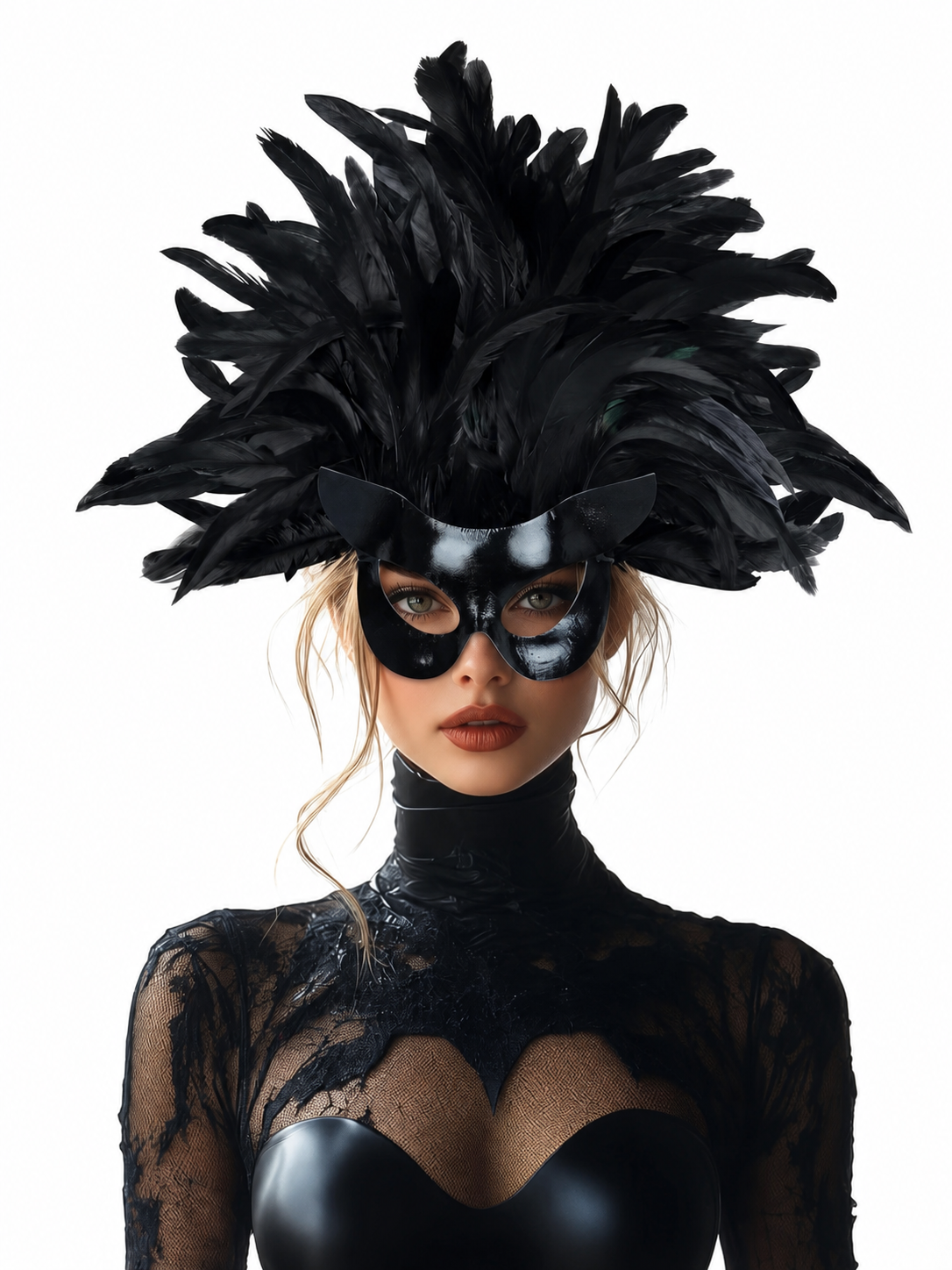 Black Feather Mask for Carnival and Halloween