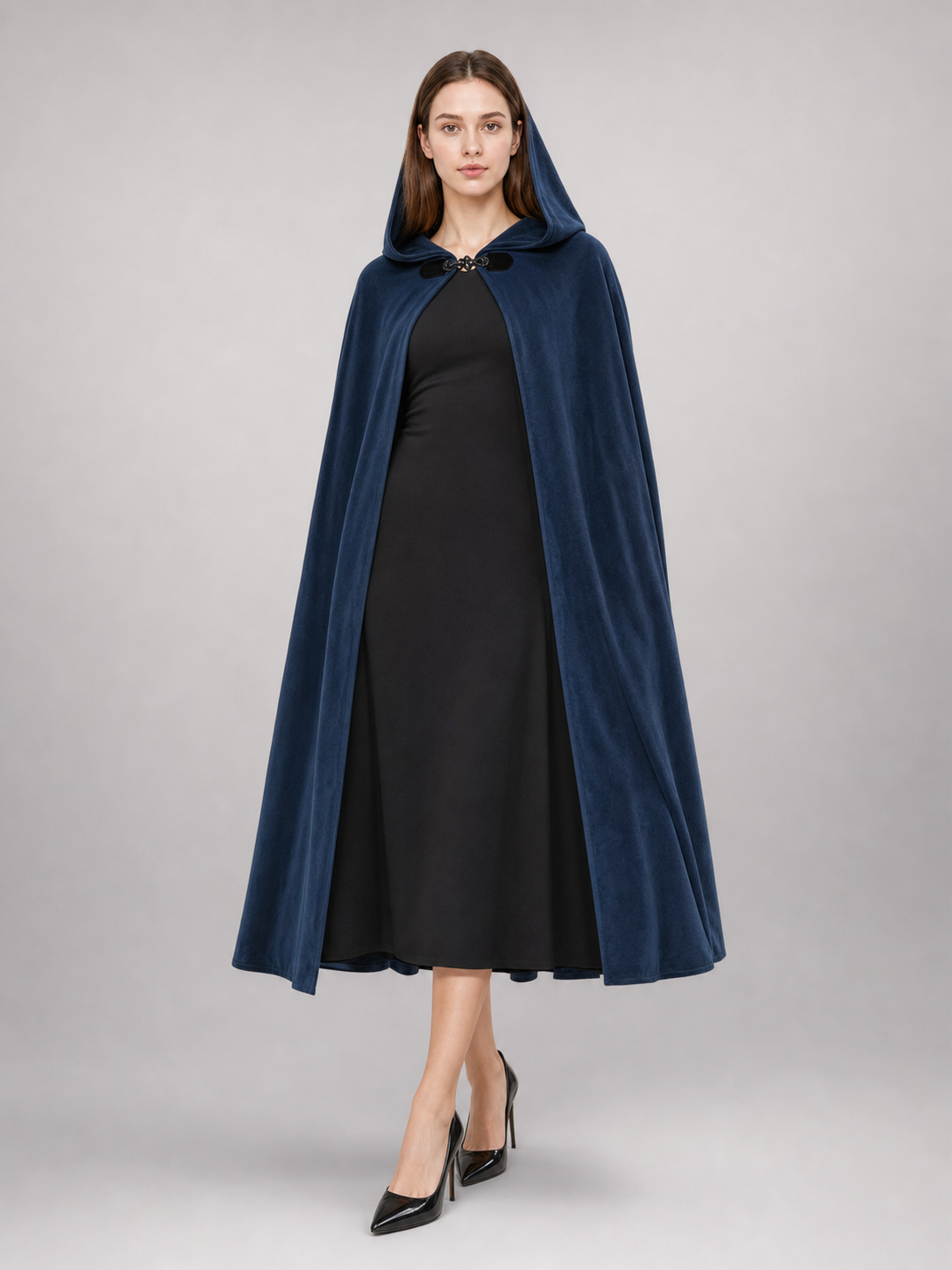 Dark Blue Hooded Costume Cloak