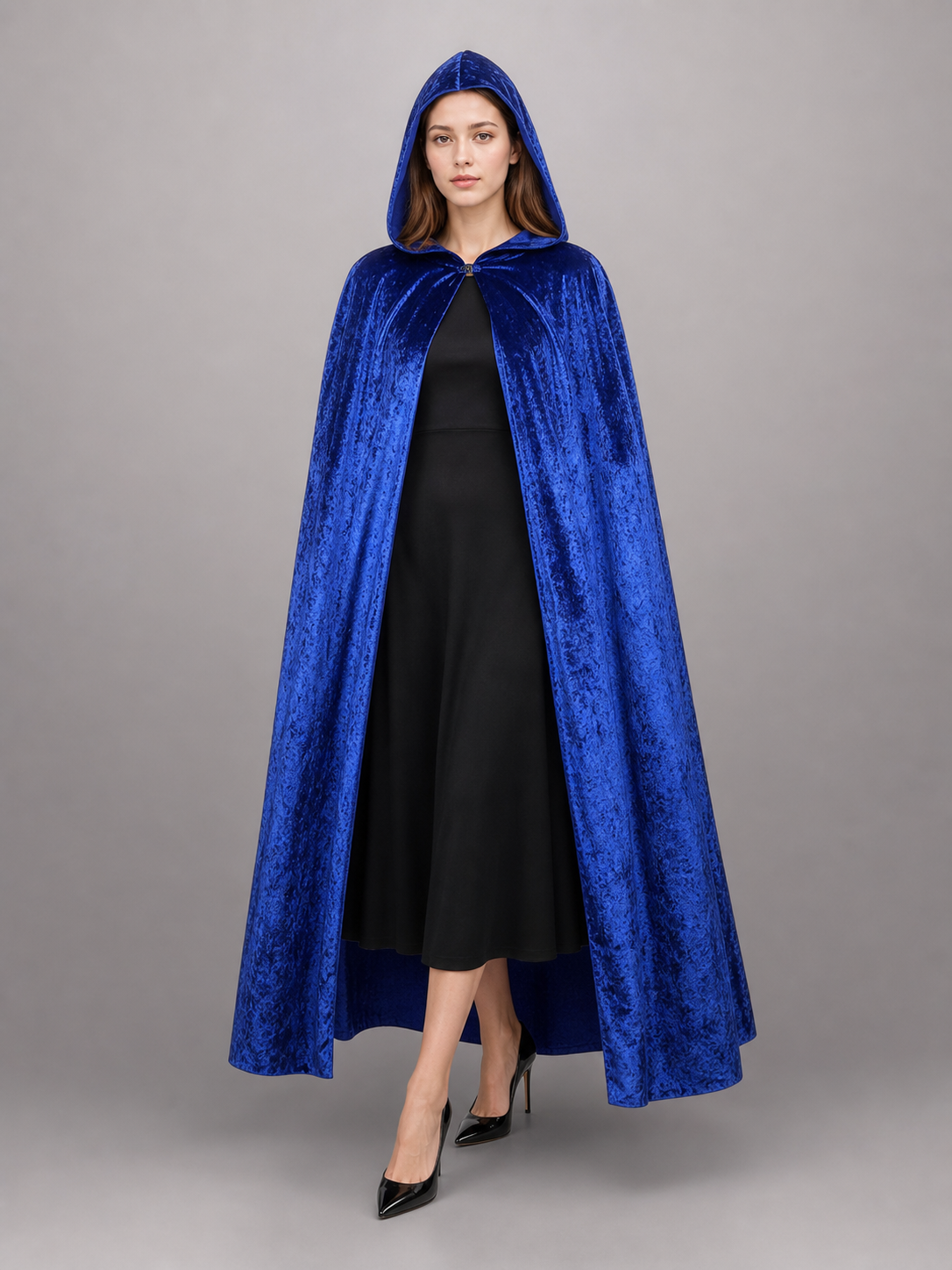 Blue hooded costume cloak for cosplay