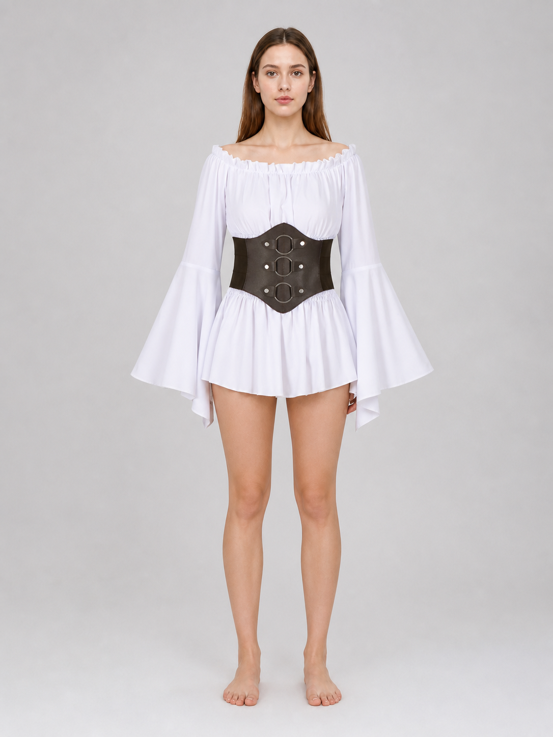 Off-the-Shoulder Cosplay Blouse with Belt