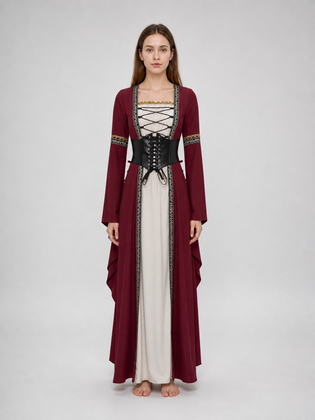 Gothic Renaissance Dress with Corset Lacing