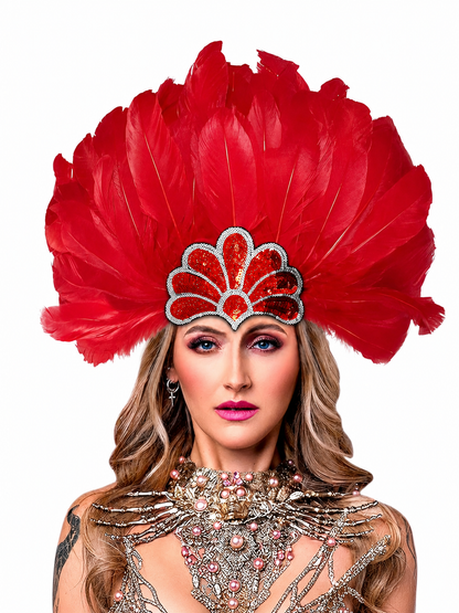 Carnival Headpiece with Red Feathers