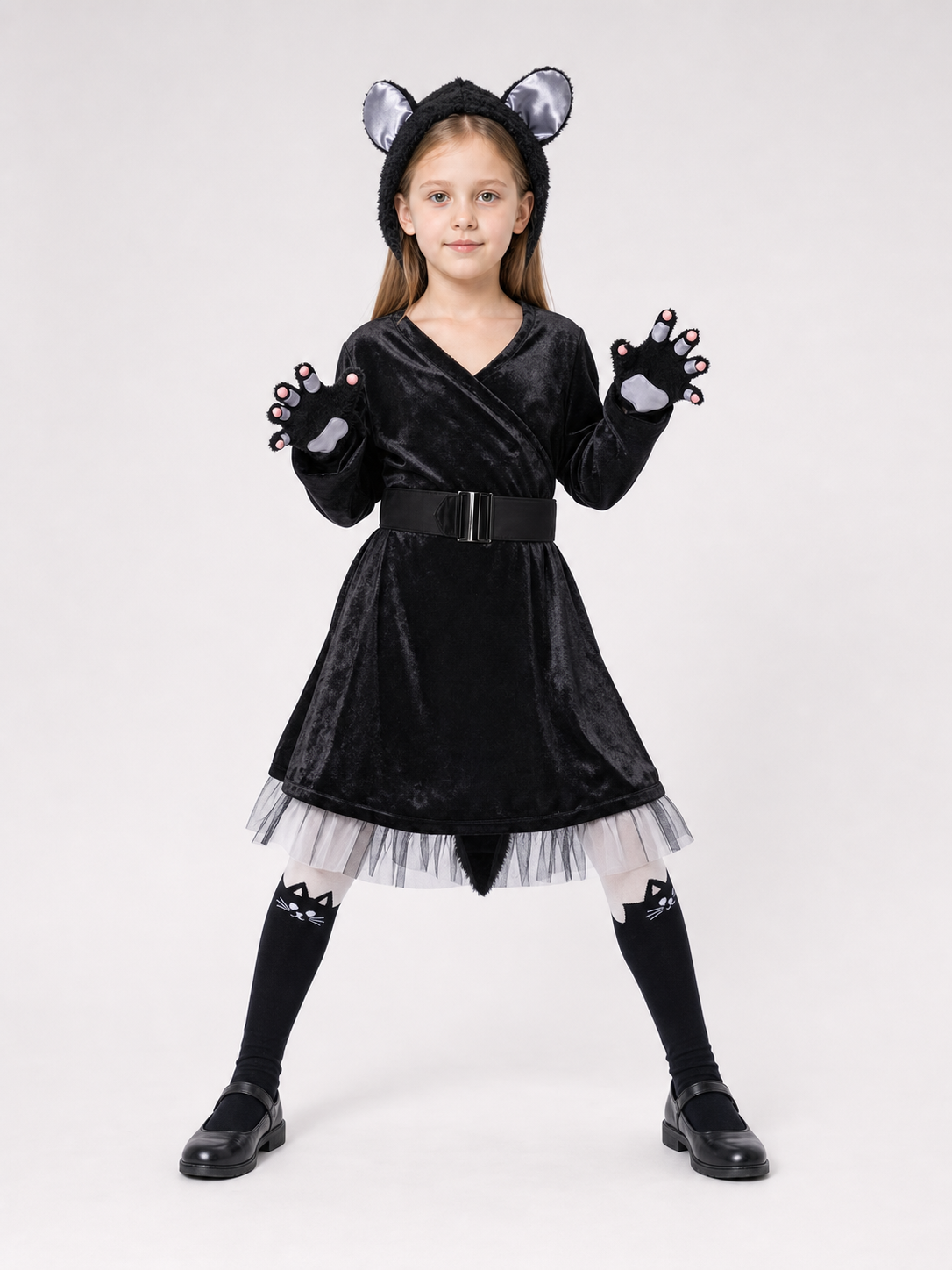 Black Cat Carnival Costume with Hood
