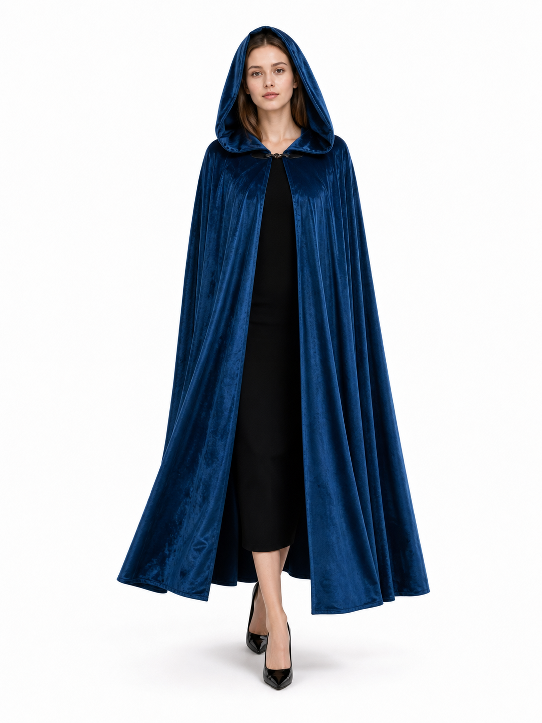 Blue Medieval Hooded Costume Cloak
