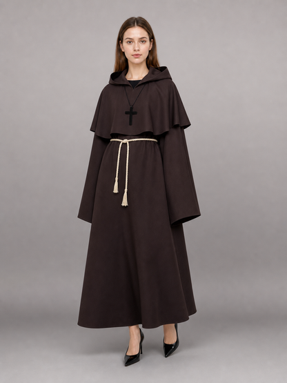 Dark Brown Hooded Costume Cape