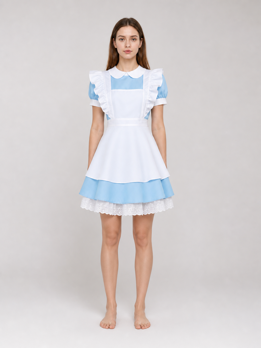 Maid-style costume dress, blue and white