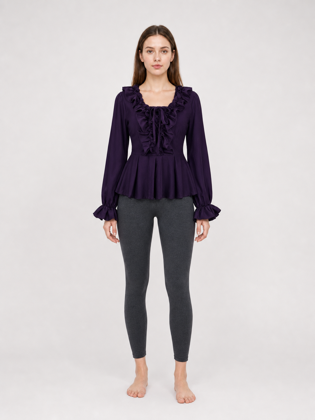 Renaissance-Style Blouse with Jabot and Lacing