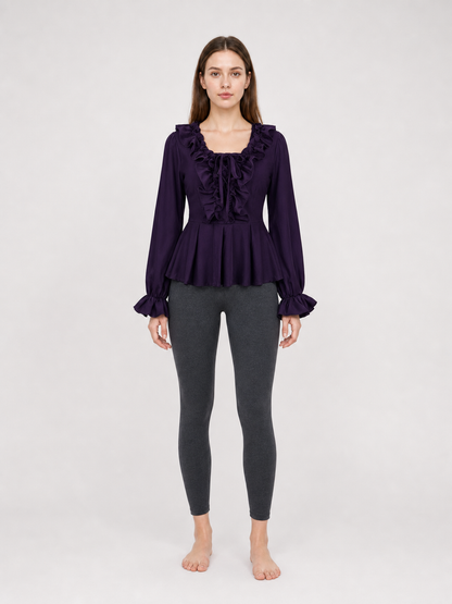 Renaissance-Style Blouse with Jabot and Lacing