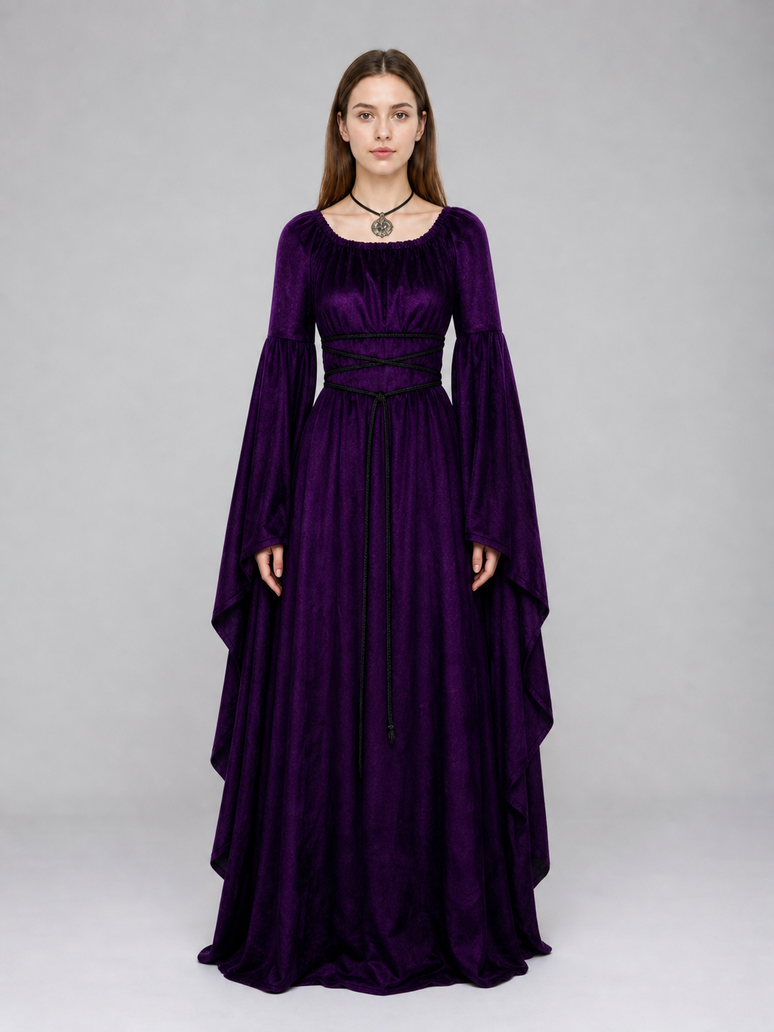Floor-Length Gothic Dress with Corset Lacing