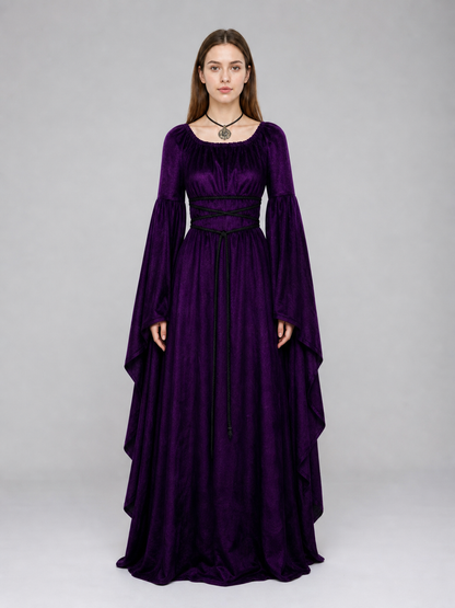 Floor-Length Gothic Dress with Corset Lacing