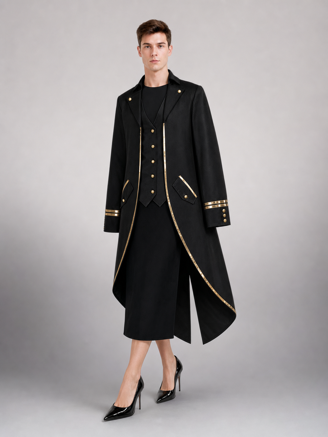Black Costume Tailcoat with Gold Trim