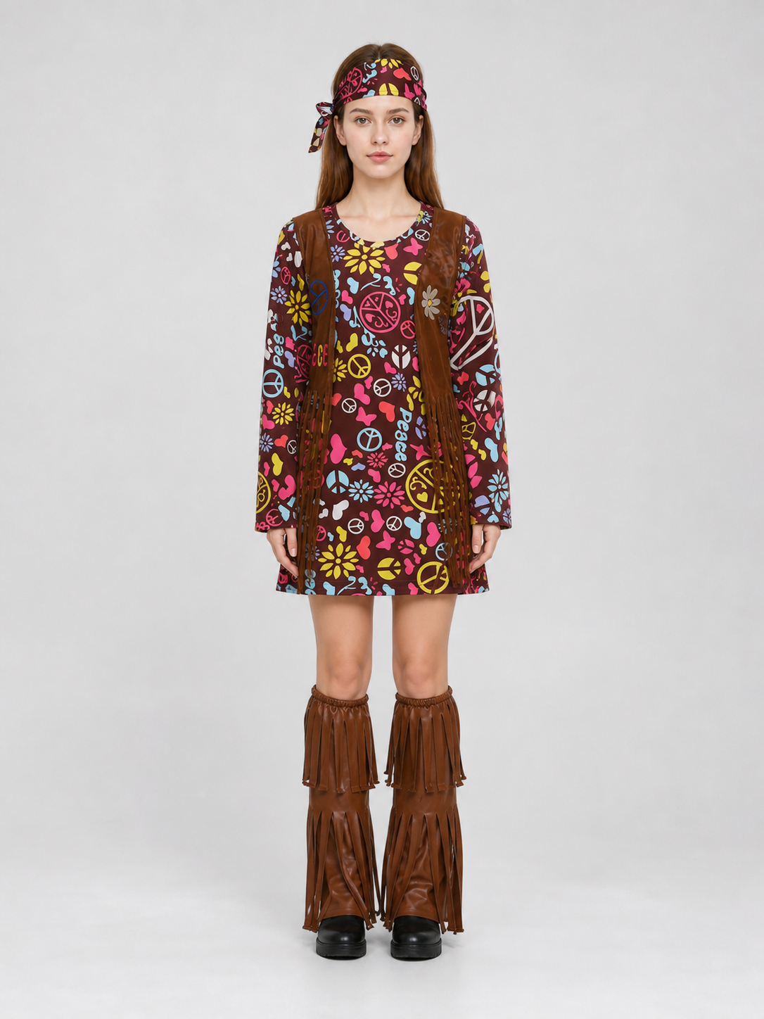 Carnival costume with fringe and colorful print