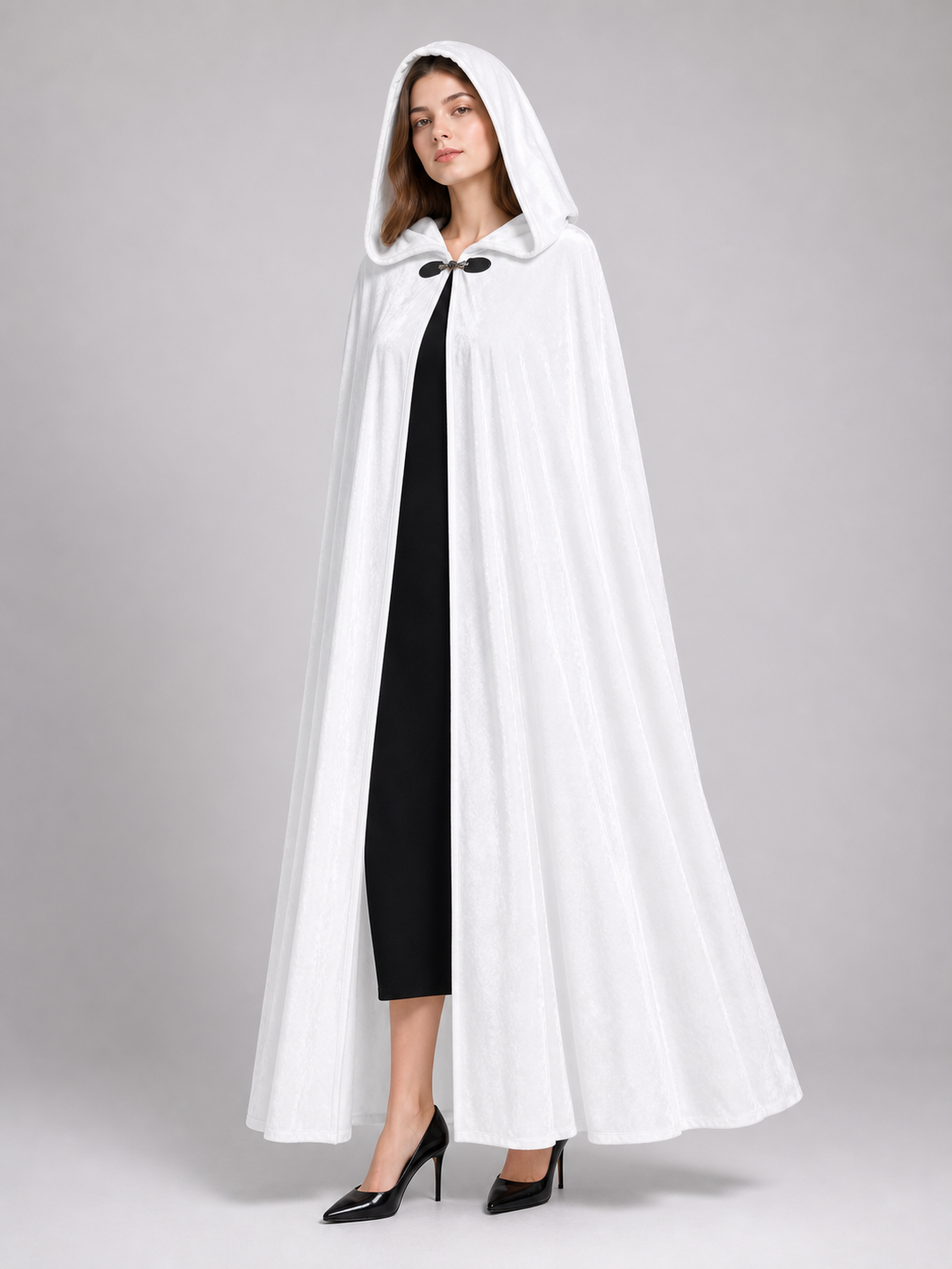 Long White Hooded Carnival Cloak