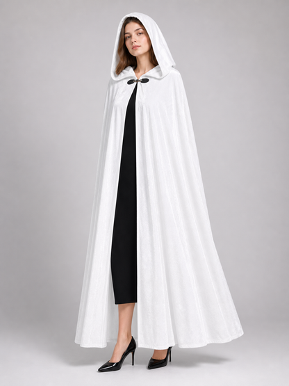 Long White Hooded Carnival Cloak