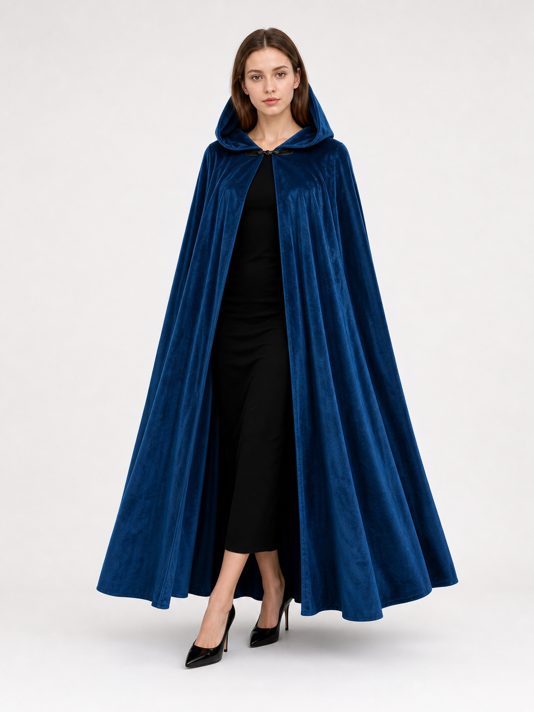 Blue Medieval Hooded Costume Cloak