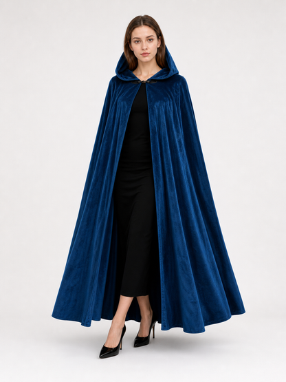 Blue Medieval Hooded Costume Cloak