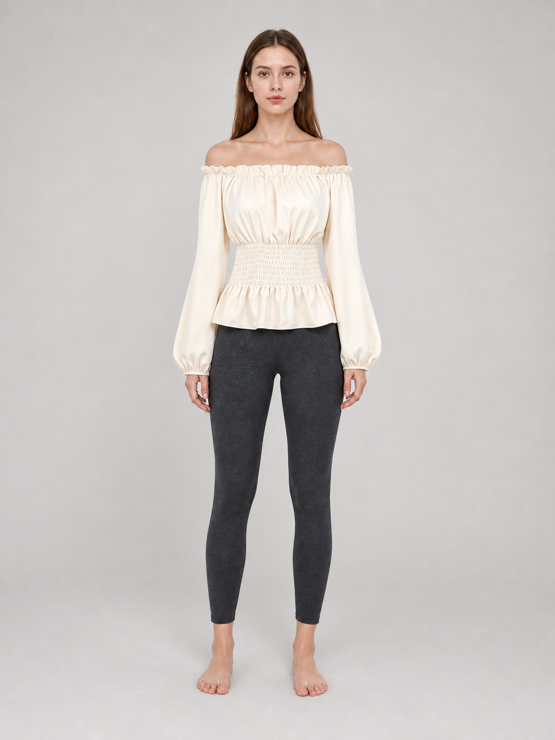 Off-the-Shoulder Blouse with Puff Sleeves