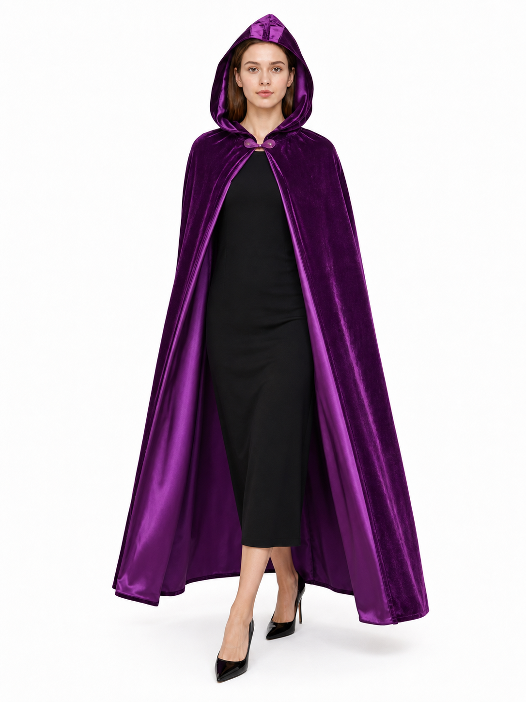 Purple Hooded Costume Cloak