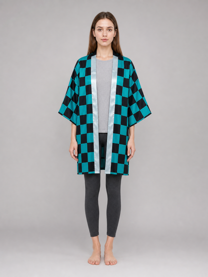 Tanjiro Checkered Cloak for Cosplay, Size M
