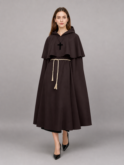 Dark Brown Hooded Costume Cape