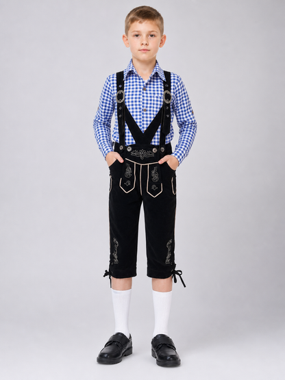 Kids' Plaid Suspender Suit for Celebrations