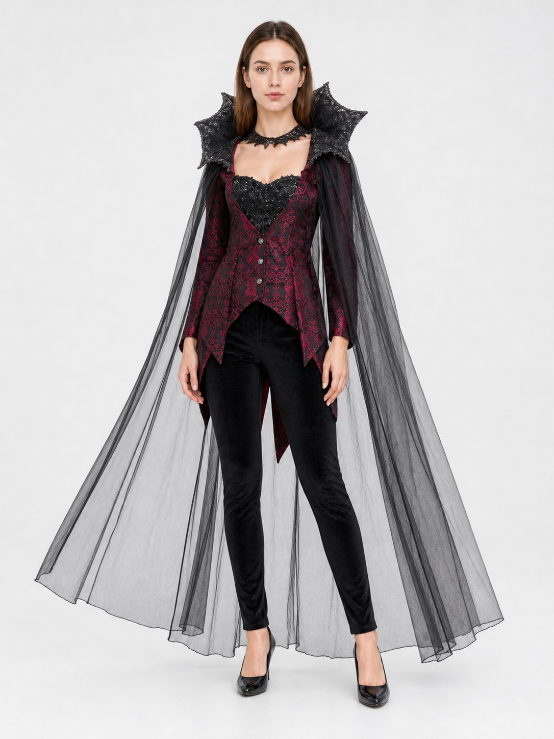 Gothic Vampire Costume with Cape and Pants