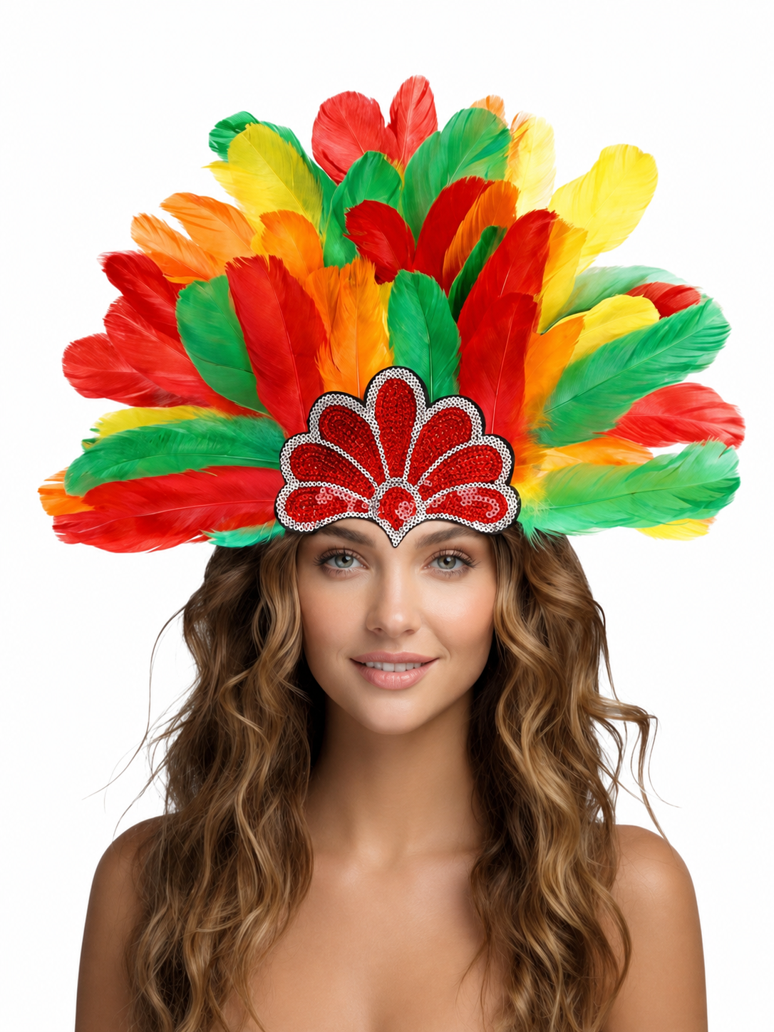 Multicolored Carnival Feather Headpiece