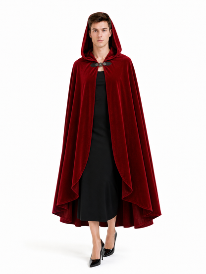 Red medieval carnival cloak with hood