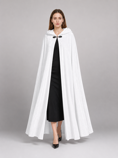 Long White Hooded Carnival Cloak