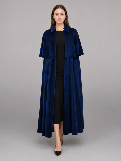 Dark Blue Carnival Cloak with Gothic Collar