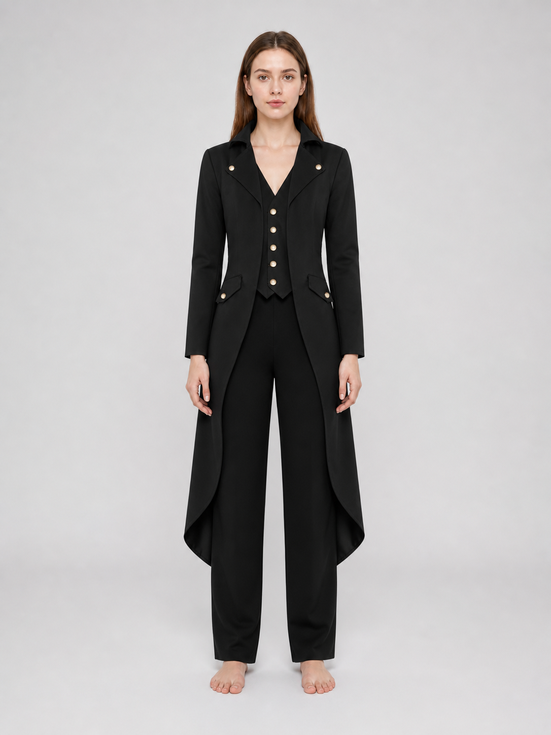 Black Long-Tailed Steampunk Tailcoat