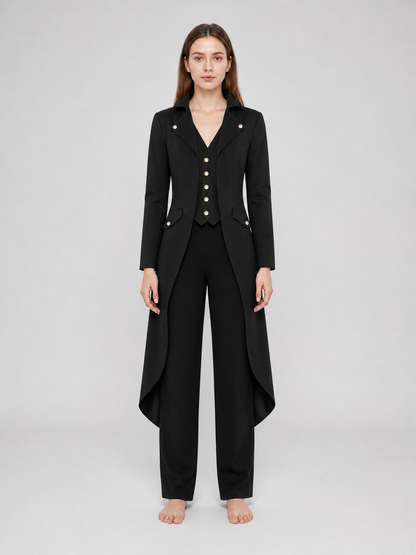 Black Long-Tailed Steampunk Tailcoat