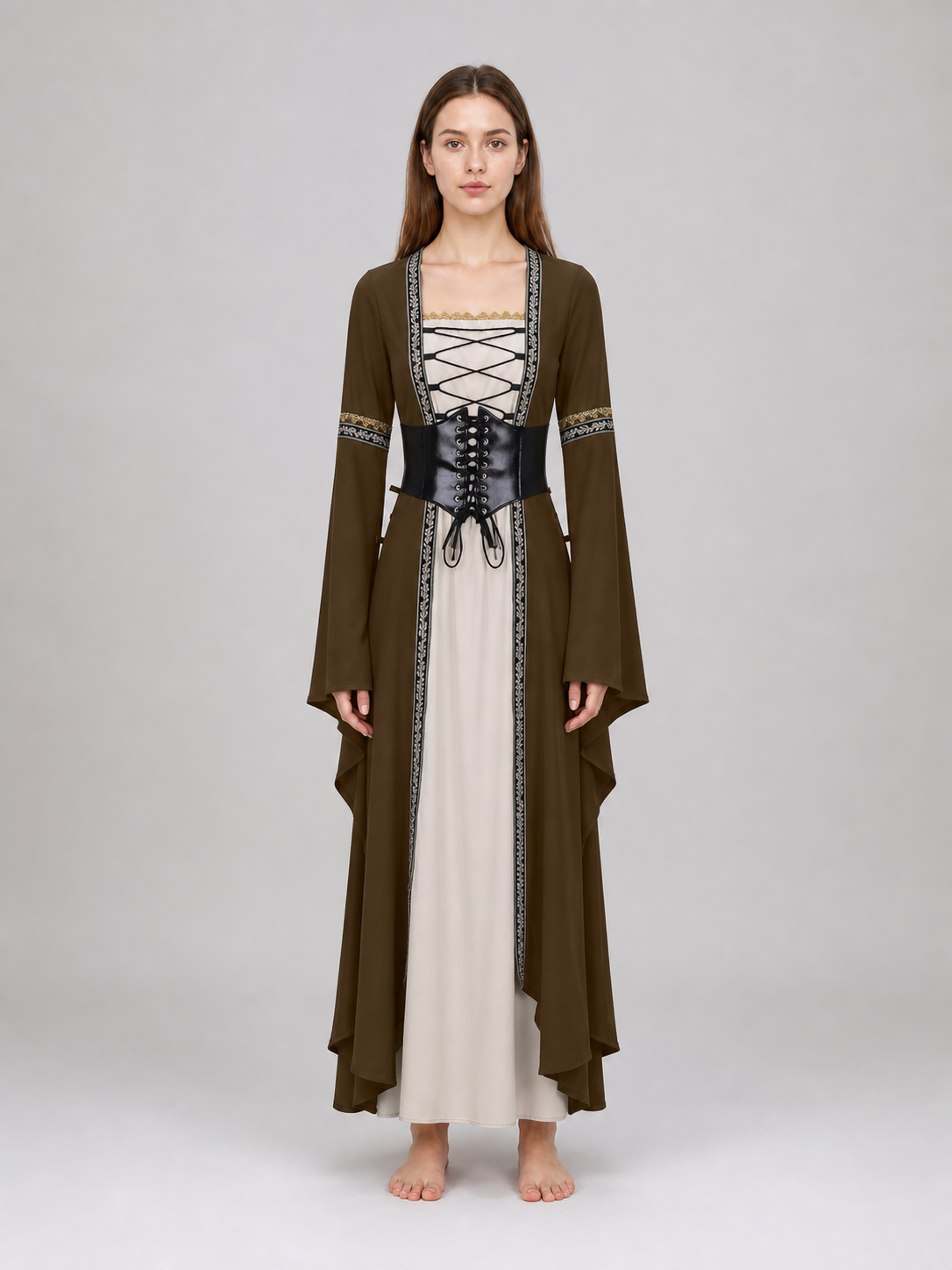 Long Gothic Lace-Up Dress Costume