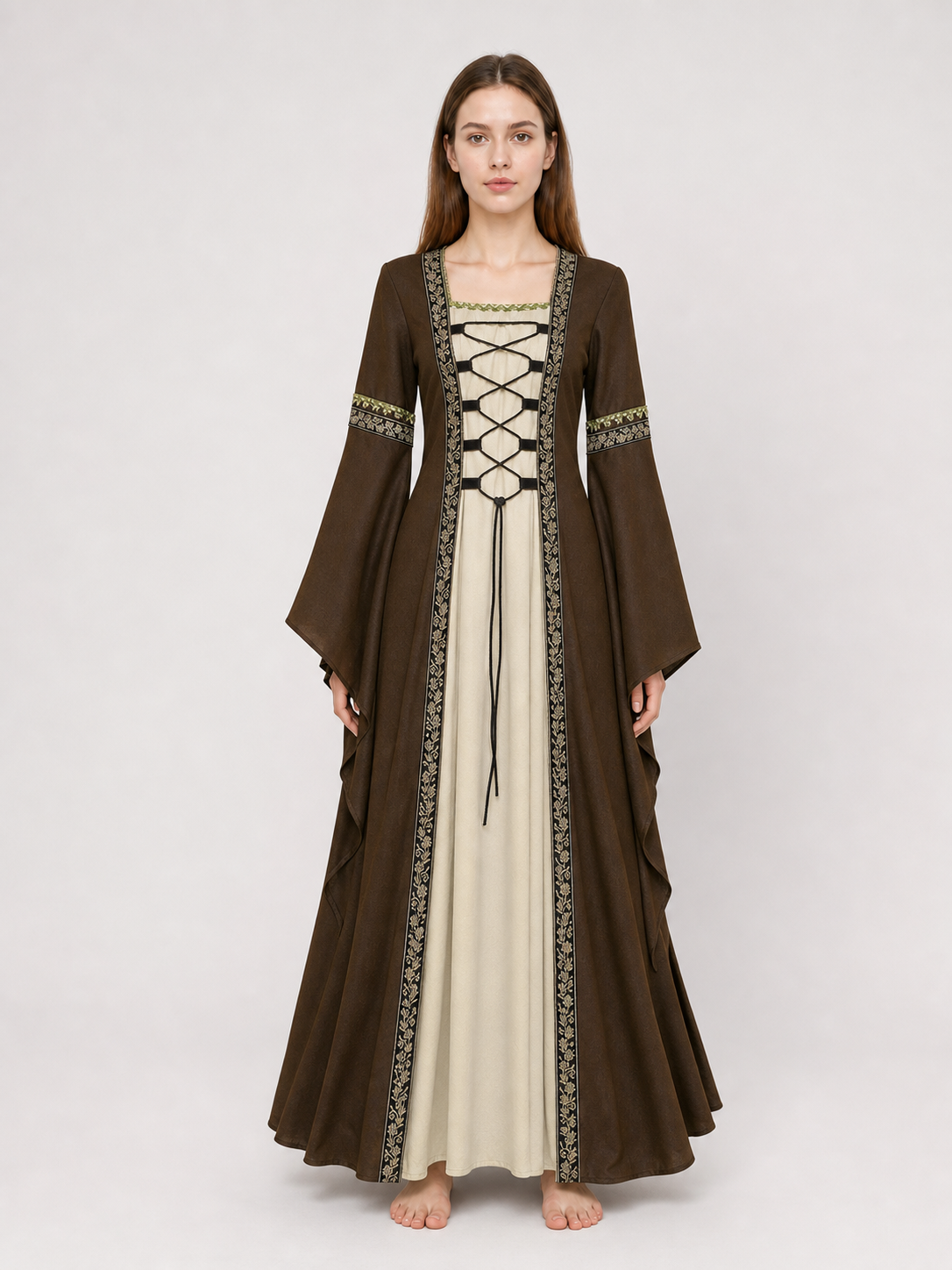 Long Renaissance-Style Dress with Sleeves