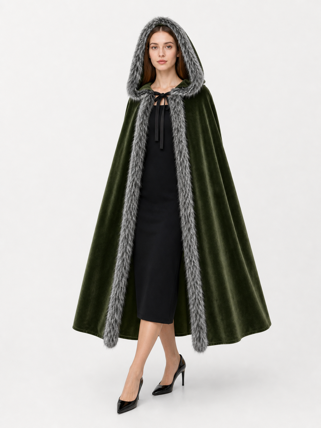 Olive Hooded Costume Cloak
