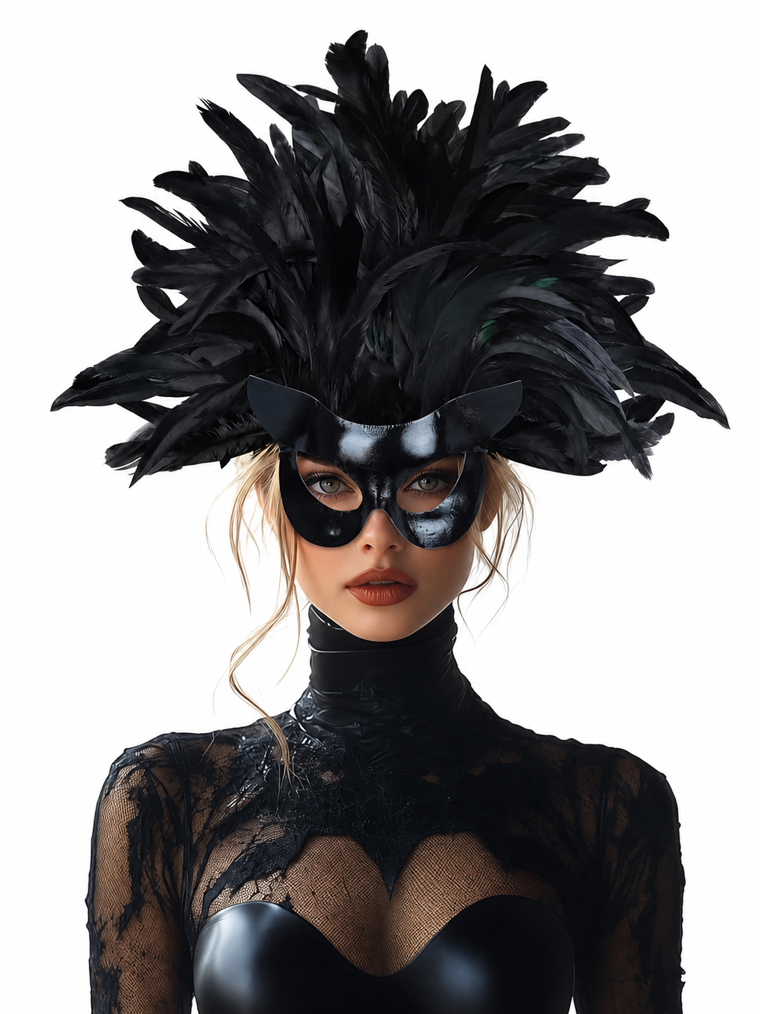 Black Feather Mask for Carnival and Halloween